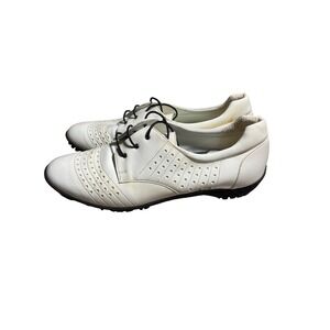 Walter Genuin 9.5 Patent Leather Golf Shoes Italy Perforated Lace Up Womens